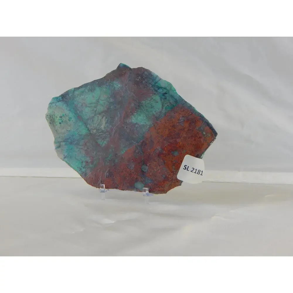 Fish on Chrysocolla & Cuprite Stone Slice, Art Home Decor